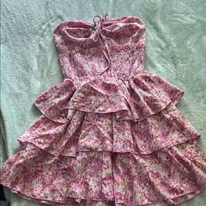SHEIN Pink Floral Backless Dress